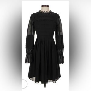 Ted Baker London Black Long Sleeve Lace-Detail Fit & Flare Dress